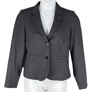 Calvin Klein NEW Womens 10 Gray Fully Lined Blazer Two Silver Button Old Money